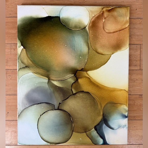 Original Abstract Alcohol Ink Canvas Art in Earth Tones